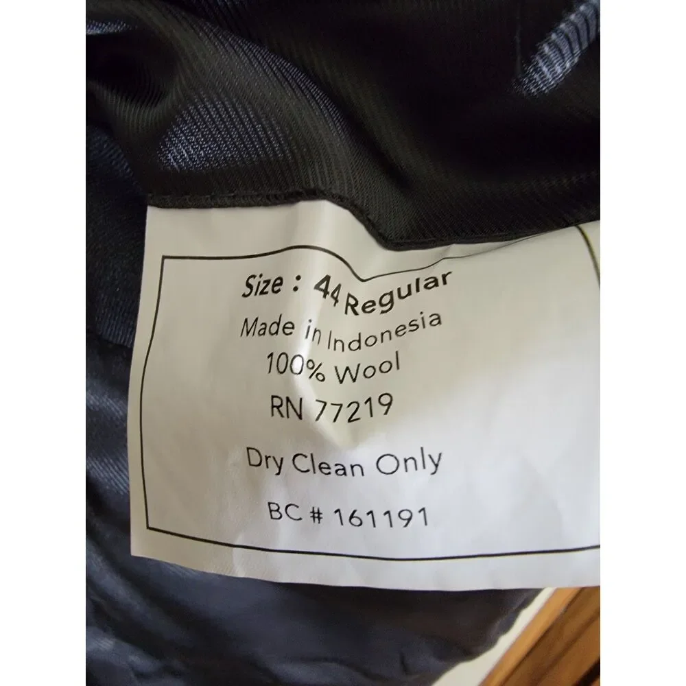 Pronto Uomo Men's Black Wool 2-Button Blazer Sport Coat Suit Jacket - 44R